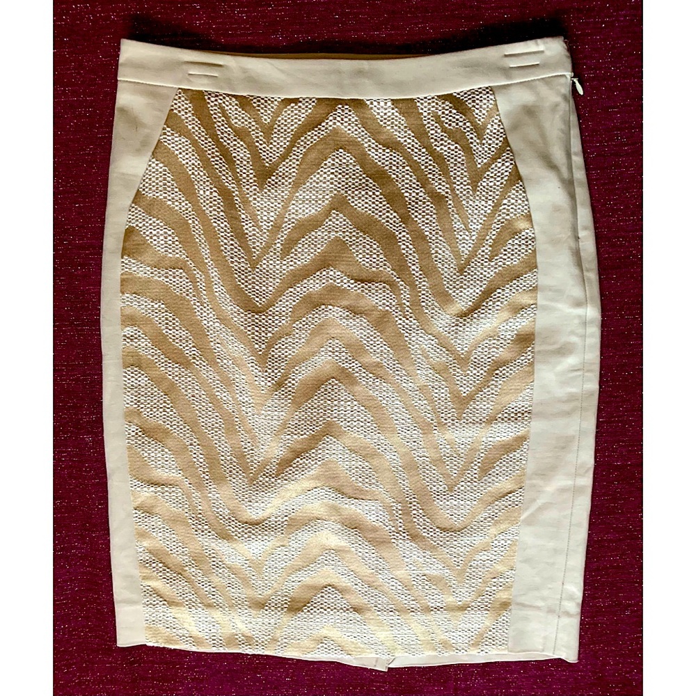 The Limited Metallic Gold Zebra Print Knee Length Pencil Skirt